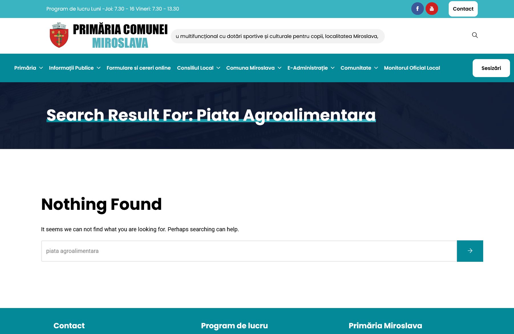 Căutare Piata Agroalimentara pe site-ul oficial Primăria Miroslava — Nothing Found